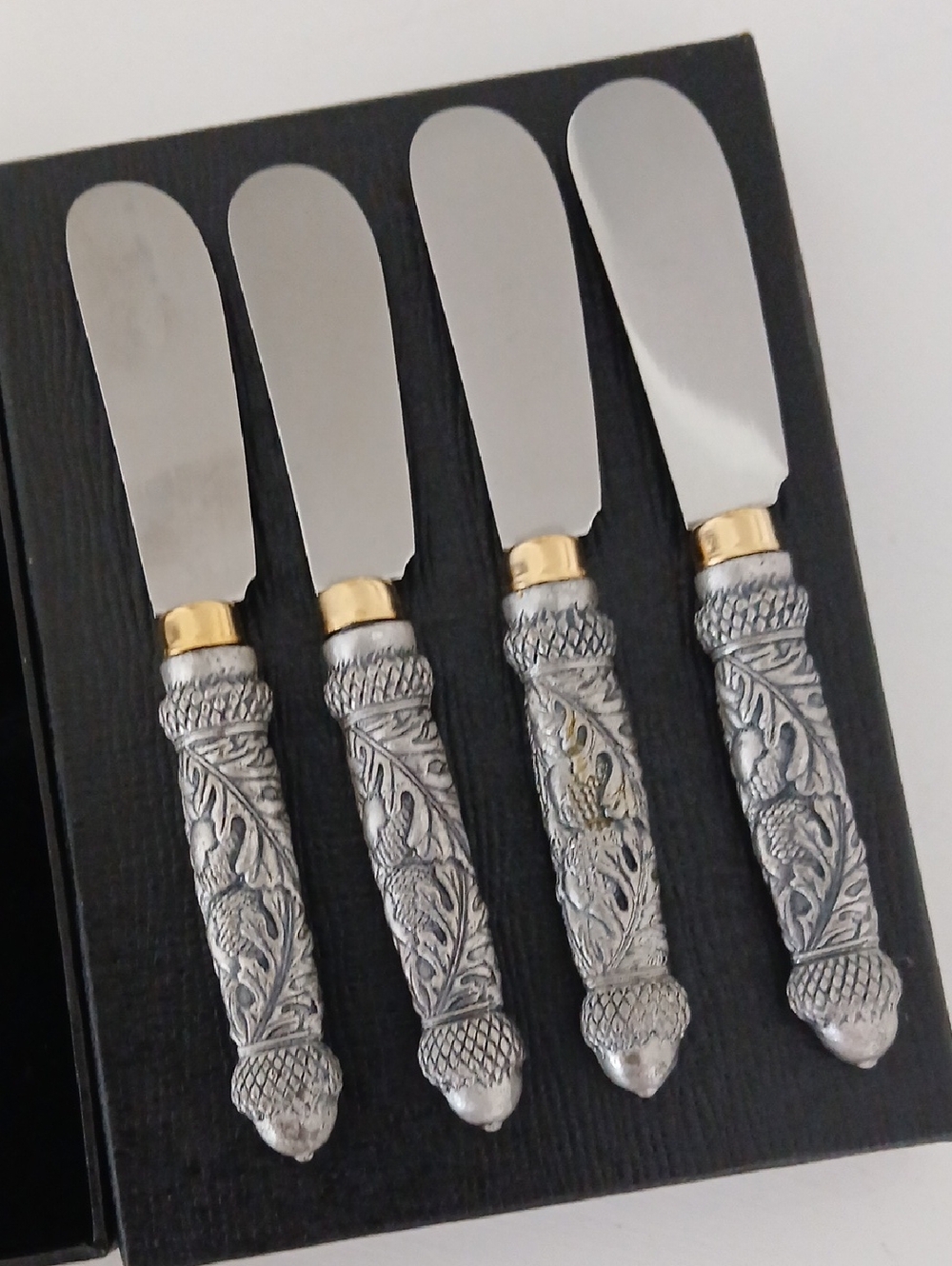 Arthur Court Acorn Oak Leaf Spreader Set Cheese Jam Charcuterie w/ Box Vintage